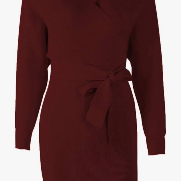 NWT - Sexy Wrap Sweater Dress, XLarge, Wine color - Picture 3 of 5